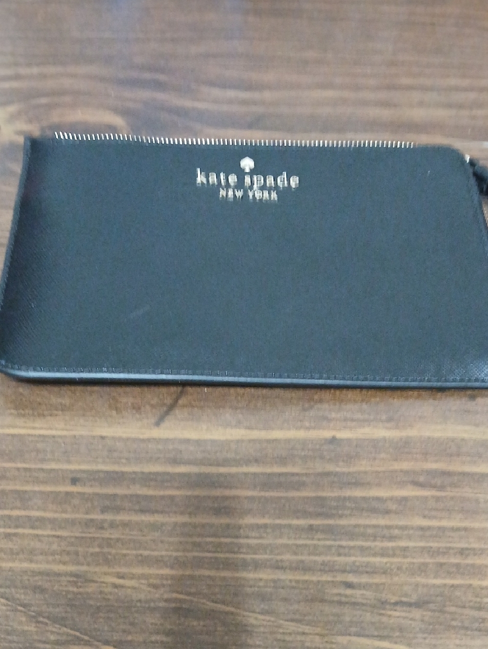 New Kate Spade New York 8x5 Wristlet Wallet Crosscut Black Leather Gold Hardware